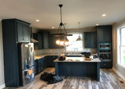 black cabinets with island